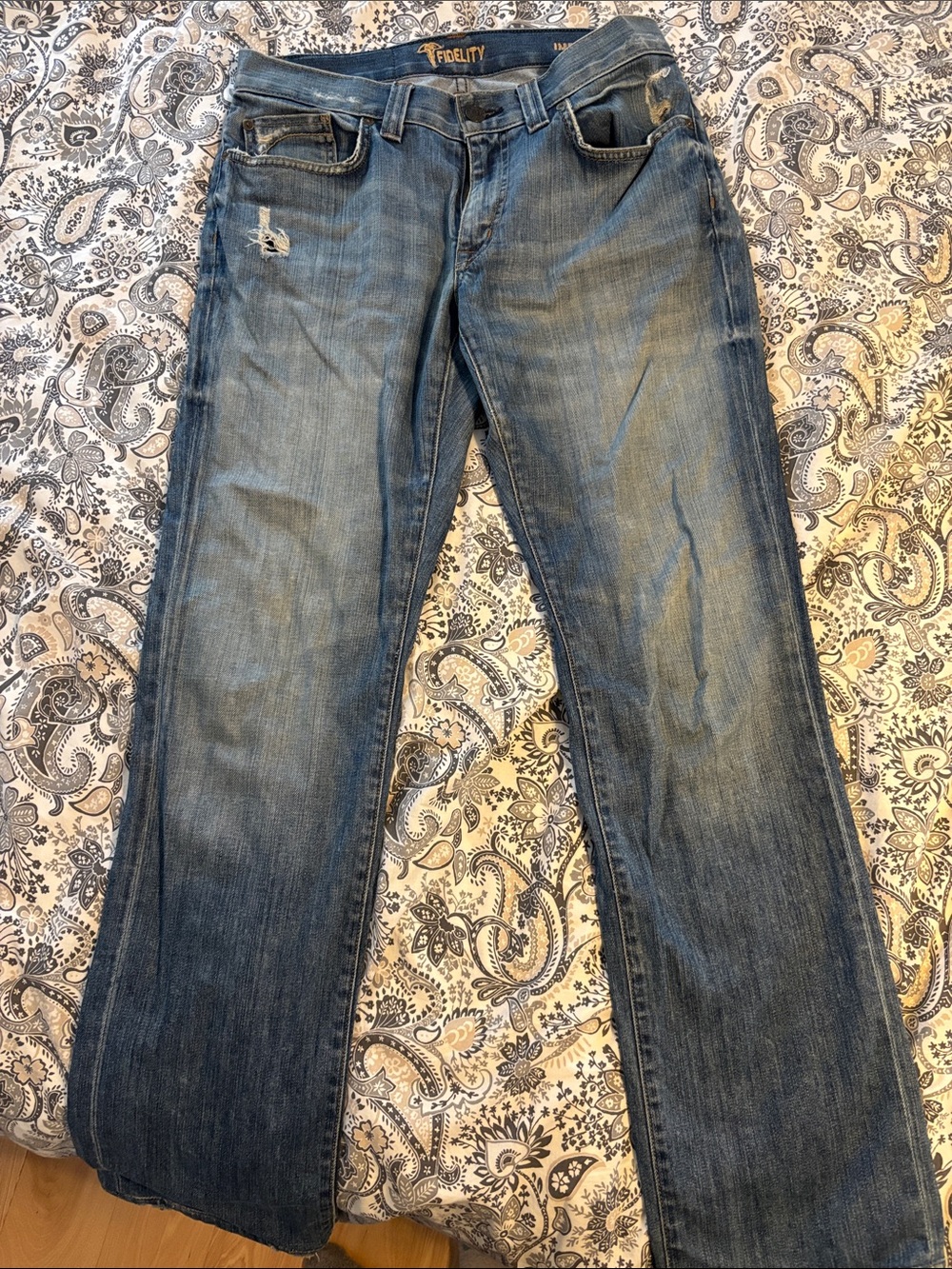 Fidelity Men's Blue Bootcut Jeans with Light Whiskering